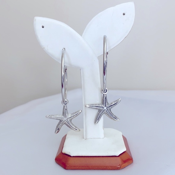 Hand Crafted Jewelry - Starfish Pierced Earrings 2.5”